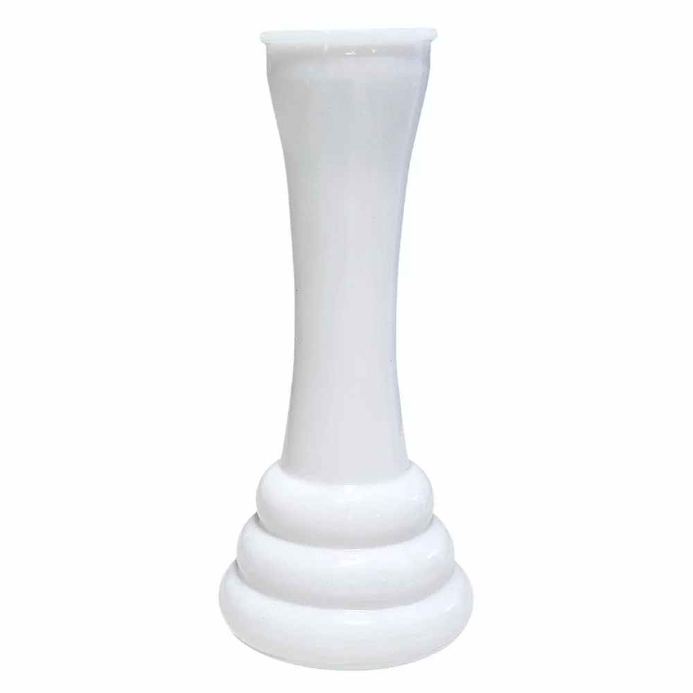 Vintage White Milk Glass Bud Vase Beehive Ribbed Base Trumpet Neck 6 Inch